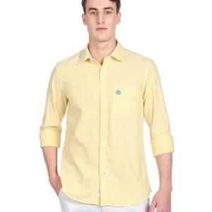 U.S. POLO ASSN. Men's Solid Spread Collar Premium Cotton Oxford Tailored Fit Shirt