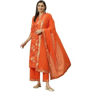 BIBA Women Cotton Straight Printed Suit Set