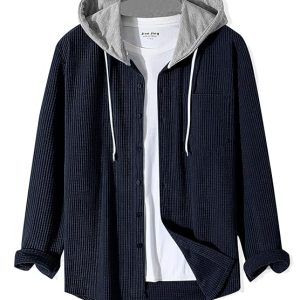 Noble Monk Men's Solid Regular Fit Shirt | Shirt with Hood